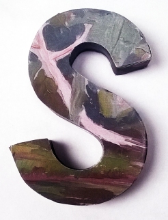 Styrofoam letter S with collage of art 